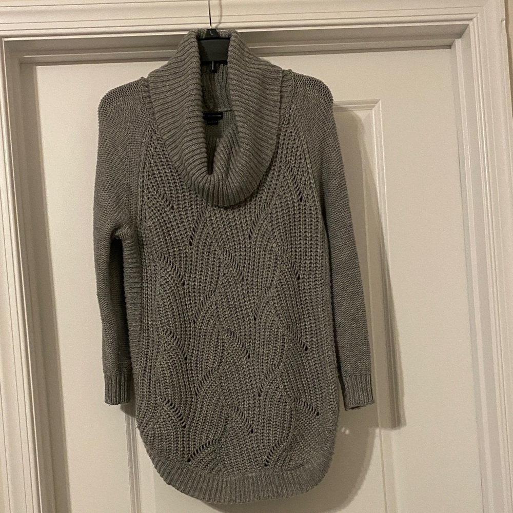 new directions Gray Cable Cowl-Neck Tunic Sweater